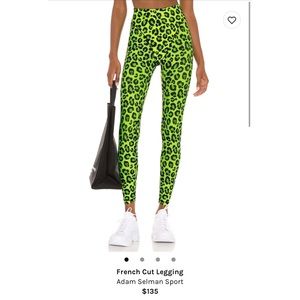 NWT Adam Selman French Cut Lime Green Leopard Leggings